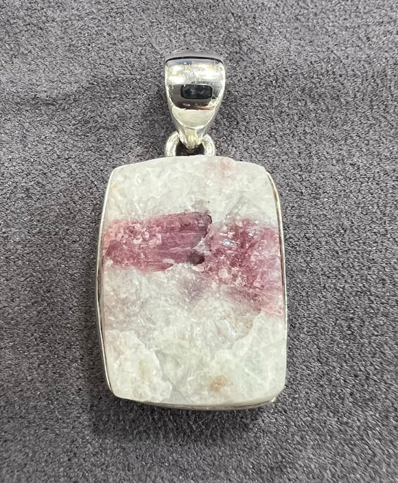 Pink Tourmaline in Quartz Pendant