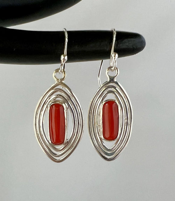Coral Earrings set in Sterling Silver