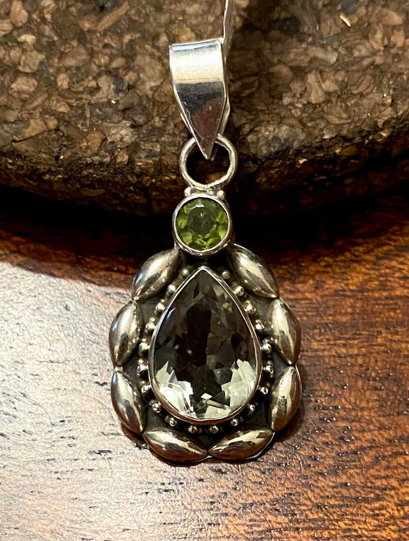Green Amethyst Pendant set in Sterling Silver