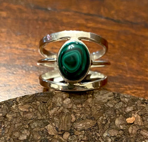 Malachite Ring set in Sterling Silver