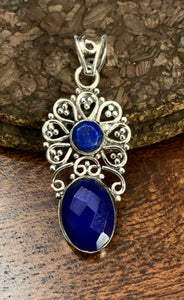 Sapphire Cab Pendant set in Sterling Silver