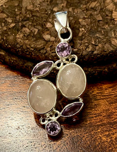 Rose Quartz and Amethyst Pendant also available in other stones