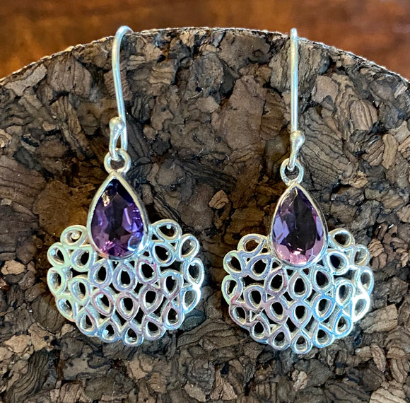 Amethyst Earring set in Sterling Silver also available in other stone options