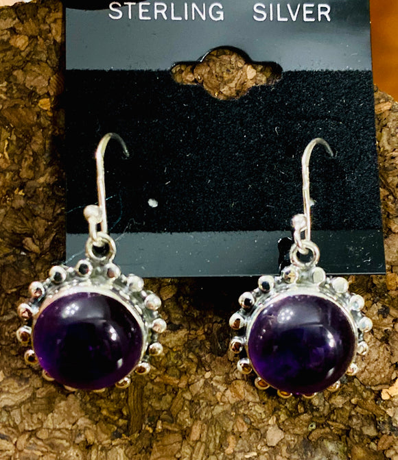 Amethyst Cab Earrings set in Sterling Silver also available in other stone options
