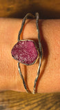 Rough Cut Rubellite Cuff set in Sterling Silver available in other stones