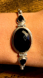 Faceted Onyx Bracelet set in Sterling Silver