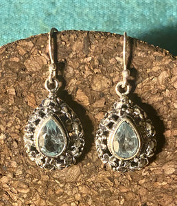 Sky Blue Topaz Earrings set in Sterling Silver also available in other stones
