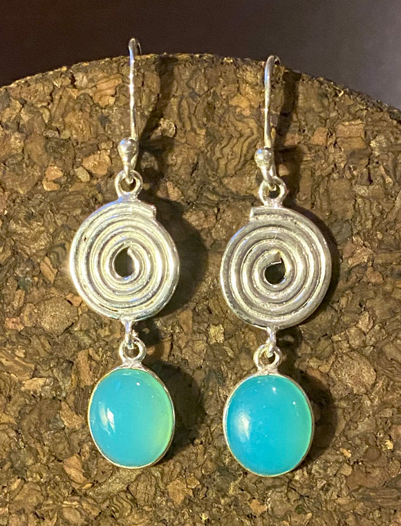 Chalcedony Earrings set in Sterling Silver also available in other stones.