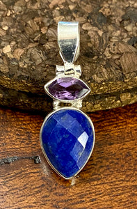 Sapphire Cab Pendant set in Sterling Silver