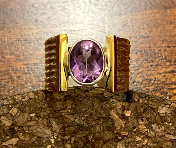 2-Tone Amethyst Ring set in Sterling Silver available in other stones
