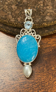 Chrysocolla Pendant set in Sterling Silver
