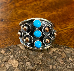 2-Tone Turquoise Ring set in Sterling Silver