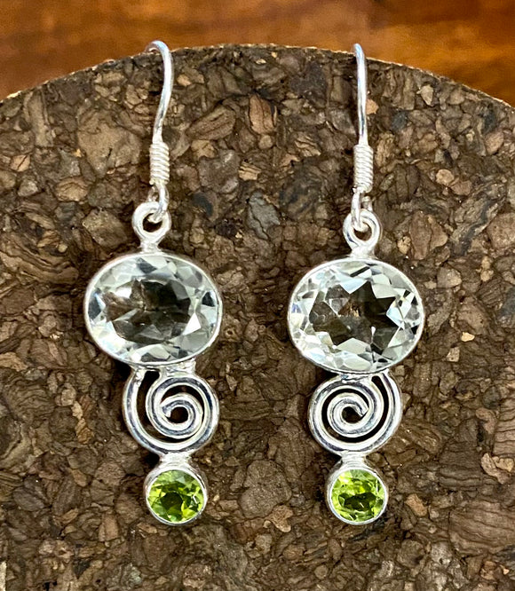 Green Amethyst Earrings set in Sterling Silver available in other stones